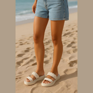 ARULA Cream Braided Sandals 11W Wide Width